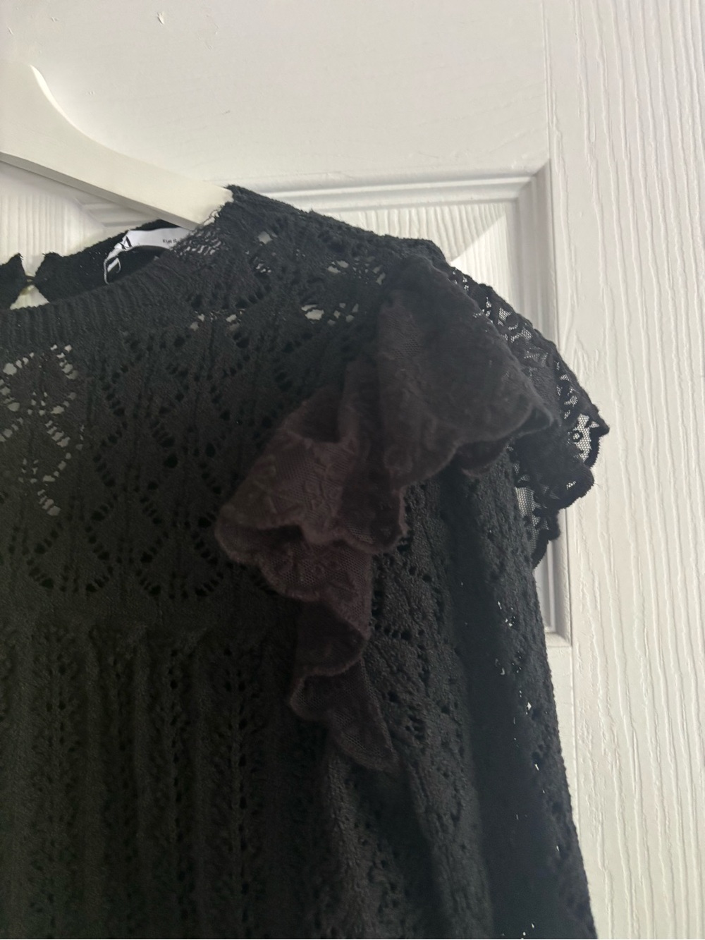Zara Pointelle Ruffle Sweater - Picture 3 of 8